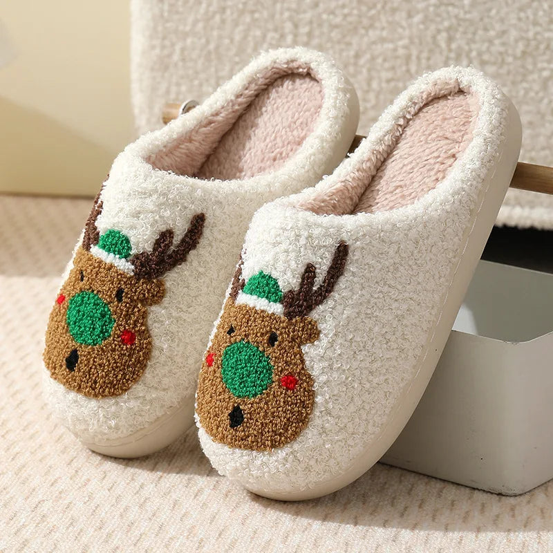 The Festive Co™ • Cozy Reindeer Plush Slippers