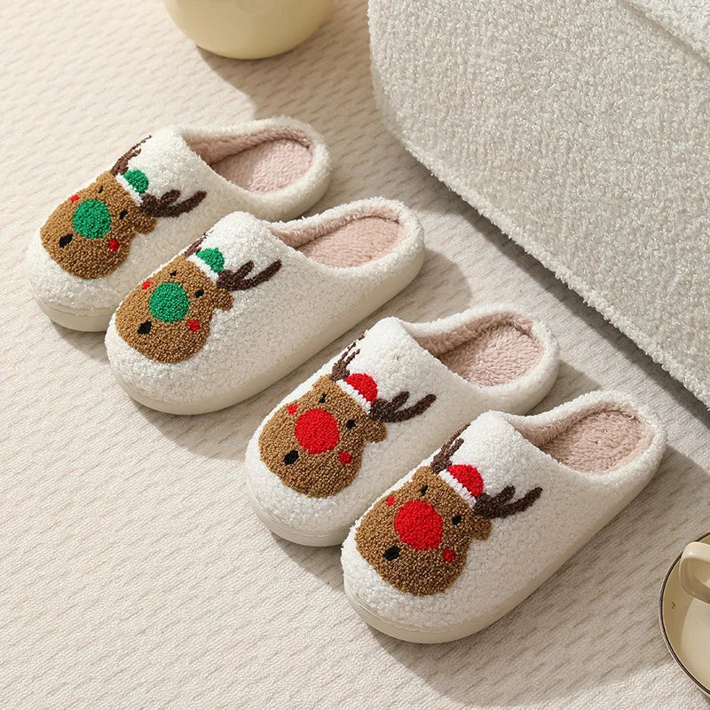 The Festive Co™ • Cozy Reindeer Plush Slippers