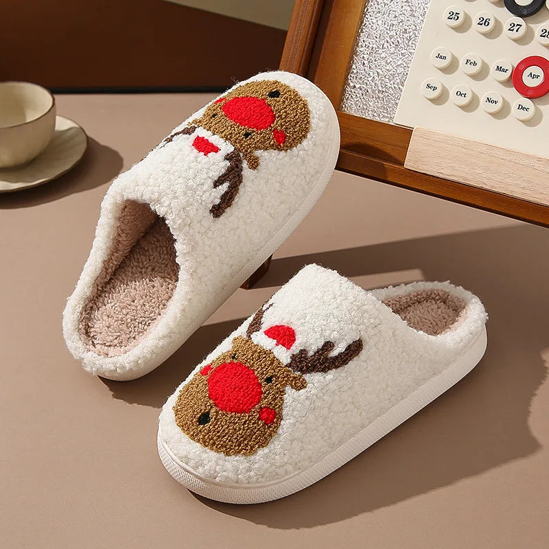 The Festive Co™ • Cozy Reindeer Plush Slippers